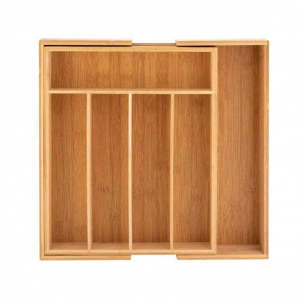 Besteckkasten 31,0 x 5,5 x 37,0 cm aus Bambus ausziehbar mit verstellbaren Fächern