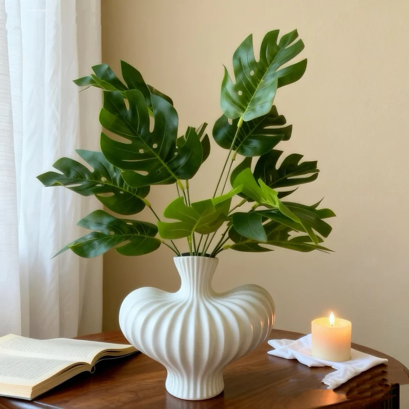 Modern dekorative Monstera-Blatt-Anordnung