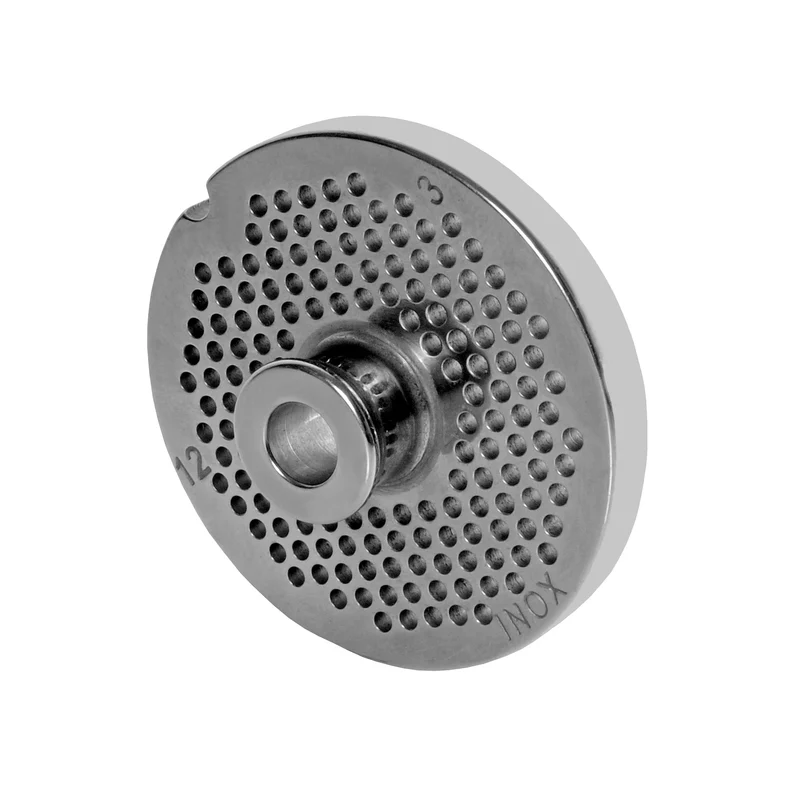 WOLFCUT - Fleischwolfscheibensatz mit Nabe 3 mm + 6 mm + 8 mm Bohrung kompatibel mit allen gängigen Fleischwolf Marken Größe 10/12