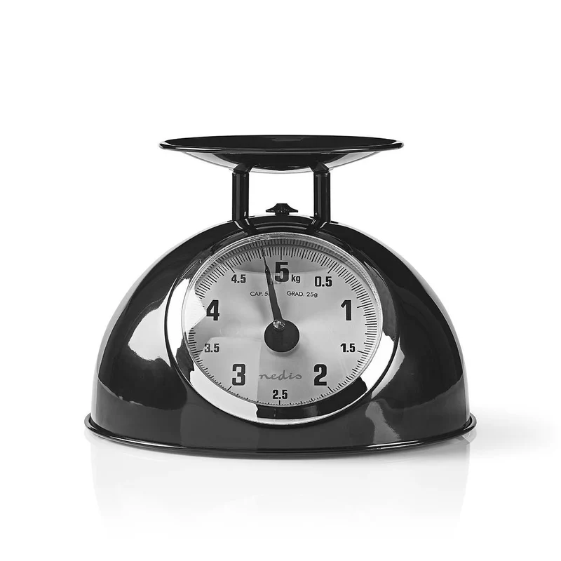 Analoge Retro-Küchenwaage aus Metall in Farbe Schwarz