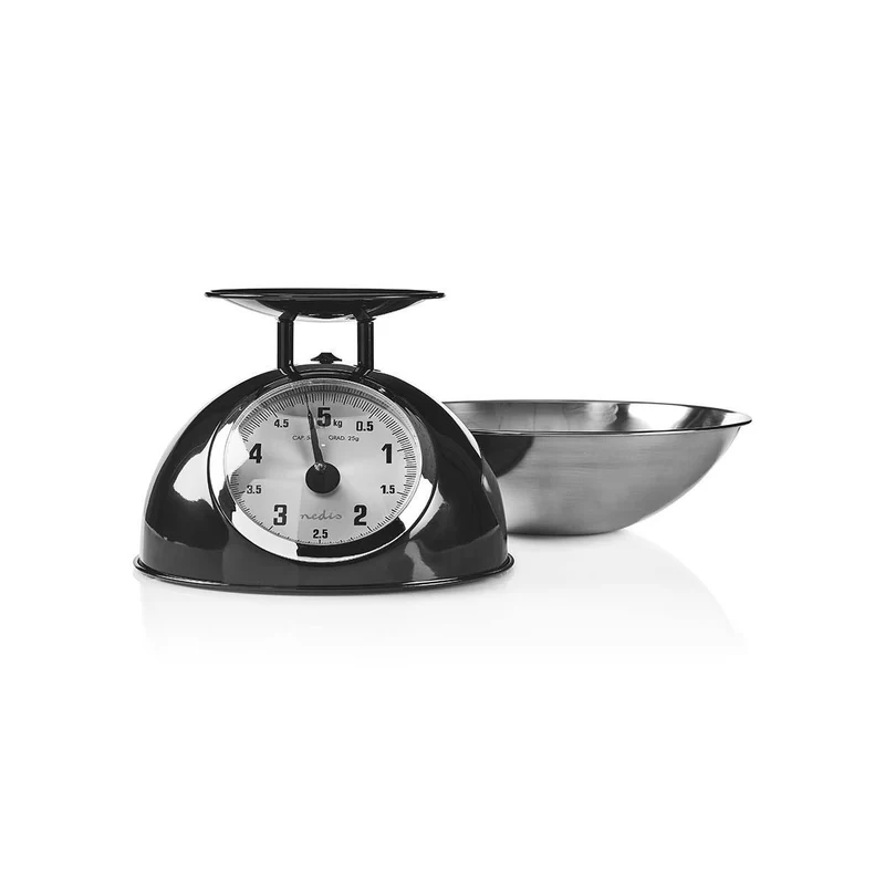 Analoge Retro-Küchenwaage aus Metall in Farbe Schwarz