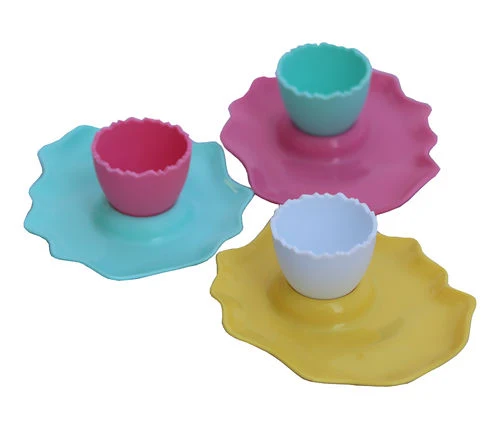 Bunte Eierbecher im Spiegeleidesign 2 Stück