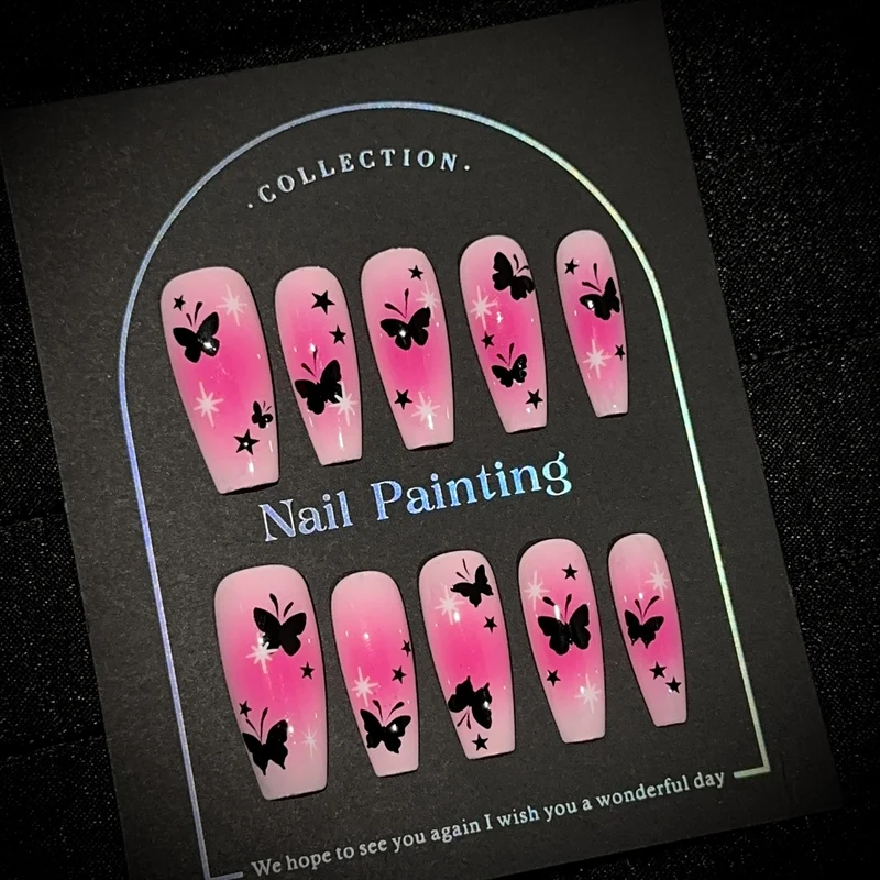 Schmetterlings-verziertes Press-On-Nagelset