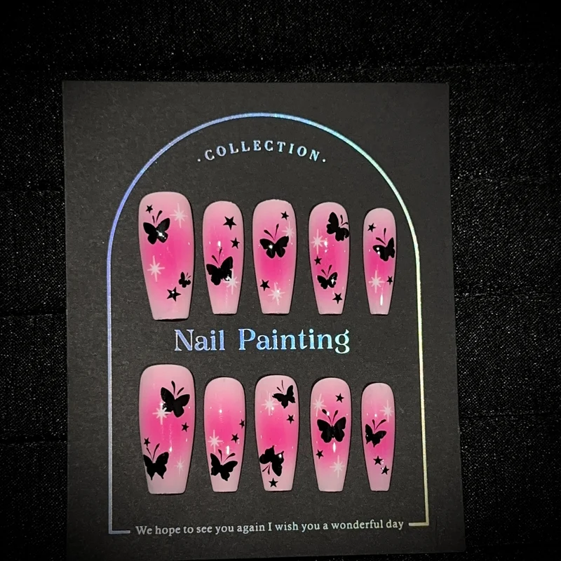 Schmetterlings-verziertes Press-On-Nagelset