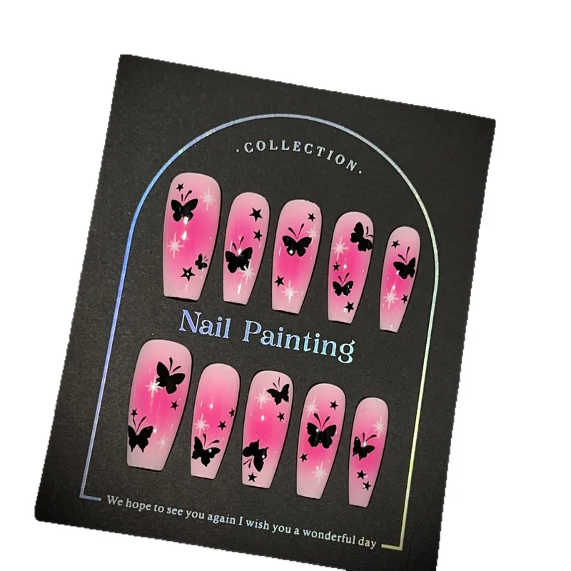 Schmetterlings-verziertes Press-On-Nagelset