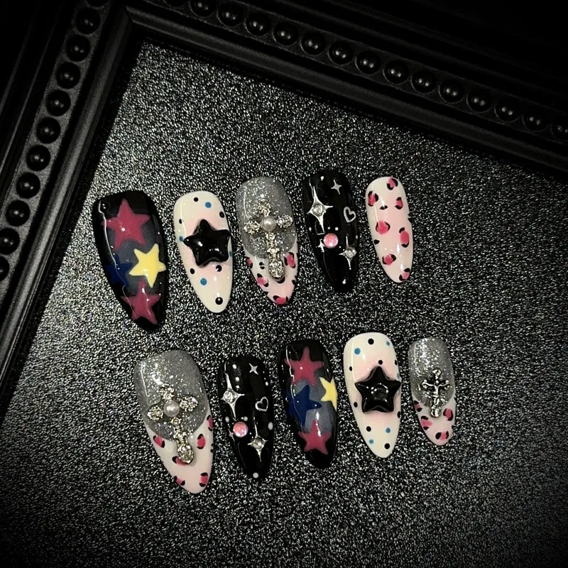 Künstlerisches Stern-Motiv Press-On Nagelset