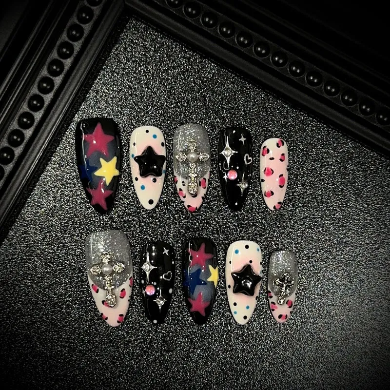 Künstlerisches Stern-Motiv Press-On Nagelset