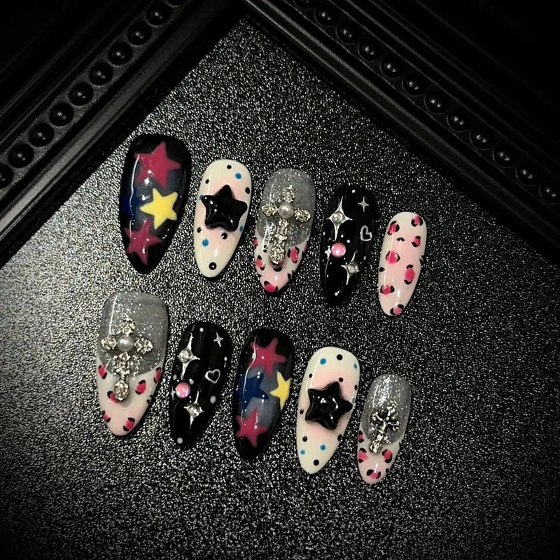 Künstlerisches Stern-Motiv Press-On Nagelset