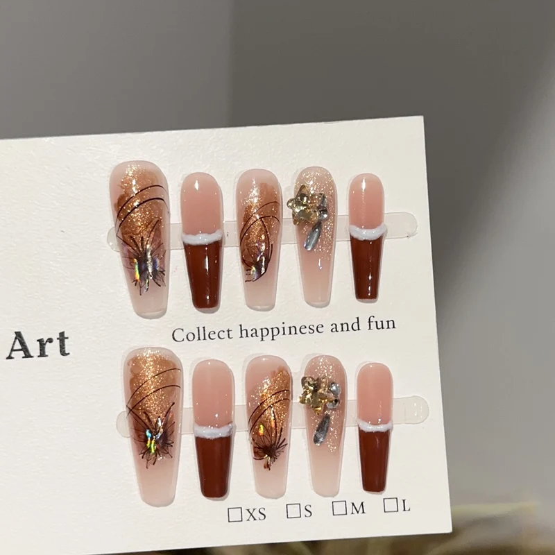 Künstlerische Glitter Press-On Nageldesigns