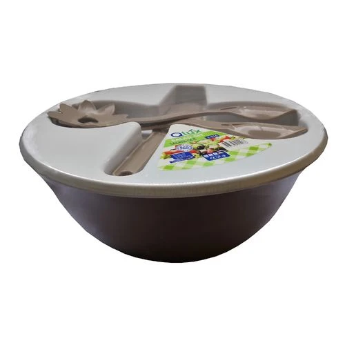 Salatschüssel mit Deckel und Salatbesteck 5 teilig in 4 Farben