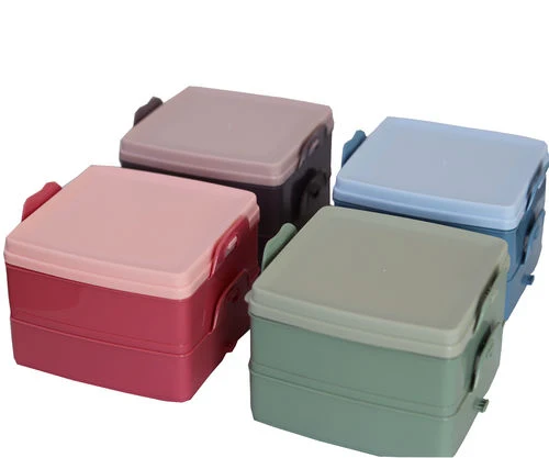 Lunchbox, Vesperdose mit 2 Fächern in 4 Farben 15x15x9 cm