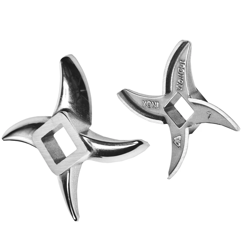 WOLFCUT - Fleischwolfscheibensatz 3 mm + 6 mm Bohrung und ein Sichelmesser kompatibel mit allen gängigen Fleischwolf Marken Größe 7