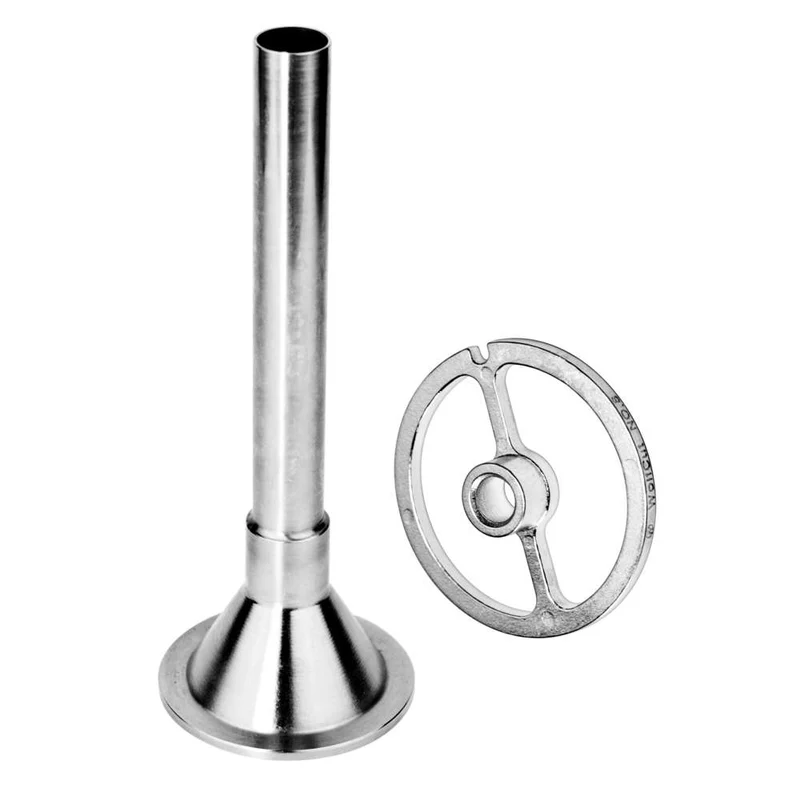 WOLFCUT - Wurstfülltrichter-Set (1x Wurstfülltrichter 20 mm + 1x Führungsscheibe) kompatibel mit allen gängigen Fleischwolf Marken Größe 5 Metzgerqualität