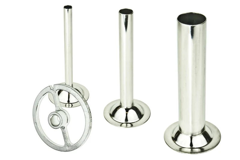 WOLFCUT - Wurstfülltrichter 3er-Set + Führungsscheibe kompatibel mit allen gängigen Fleischwolf Marken Größe 5 INOX