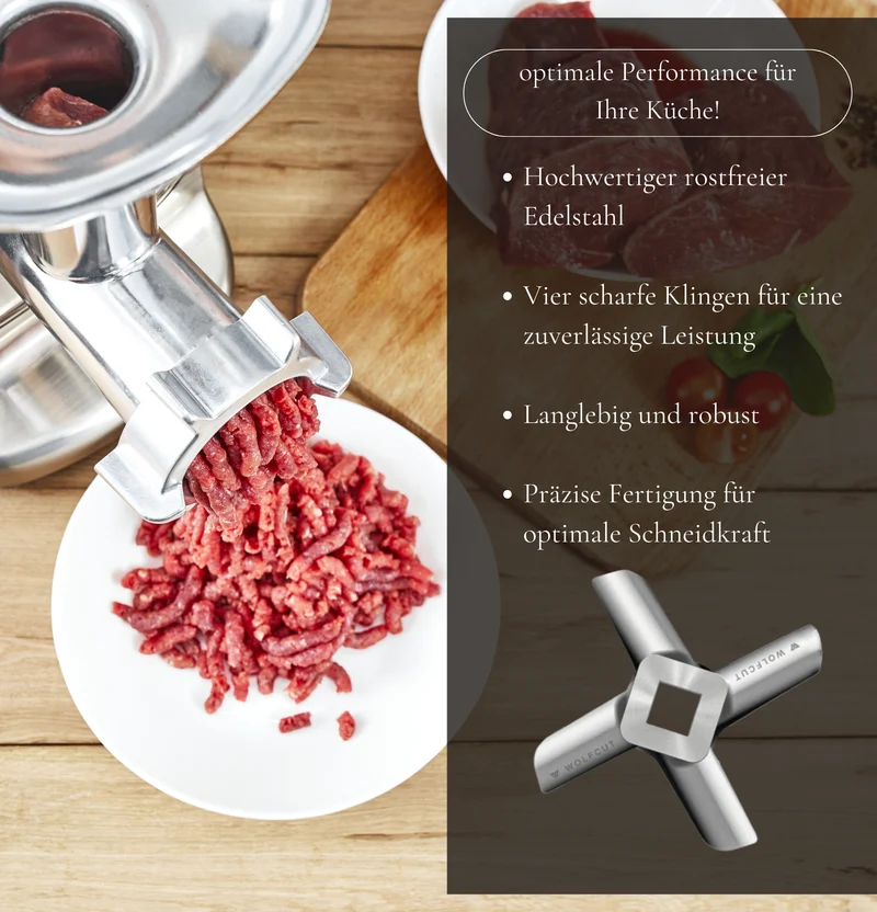 WOLFCUT - Kreuzmesser kompatibel mit allen gängigen Fleischwolf Marken Größe 7