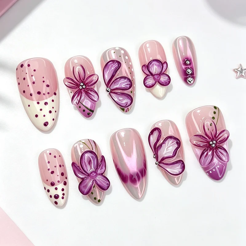Glamouröse Blumige Press-On Nagelset