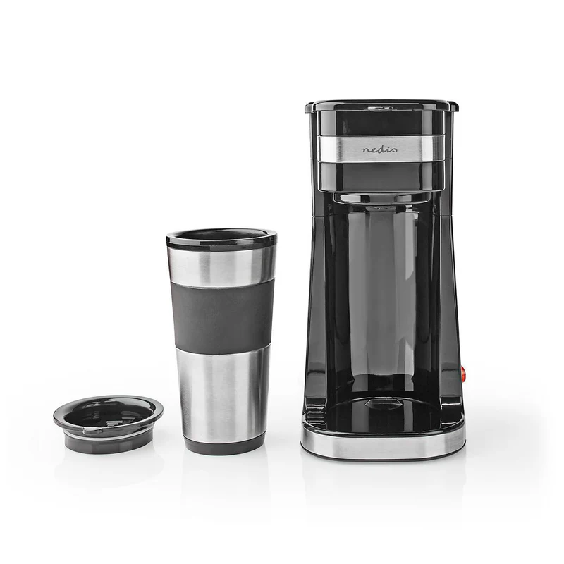 Eine-Tasse-Kaffeemaschine mit doppelwandigem Reisebecher 0,42 l Schwarz