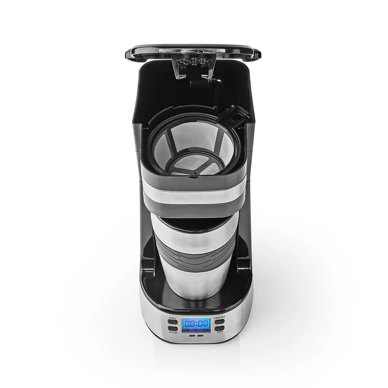 Kaffeemaschine für eine Tasse - doppelwandiger Reisebecher 0,42 l Timer