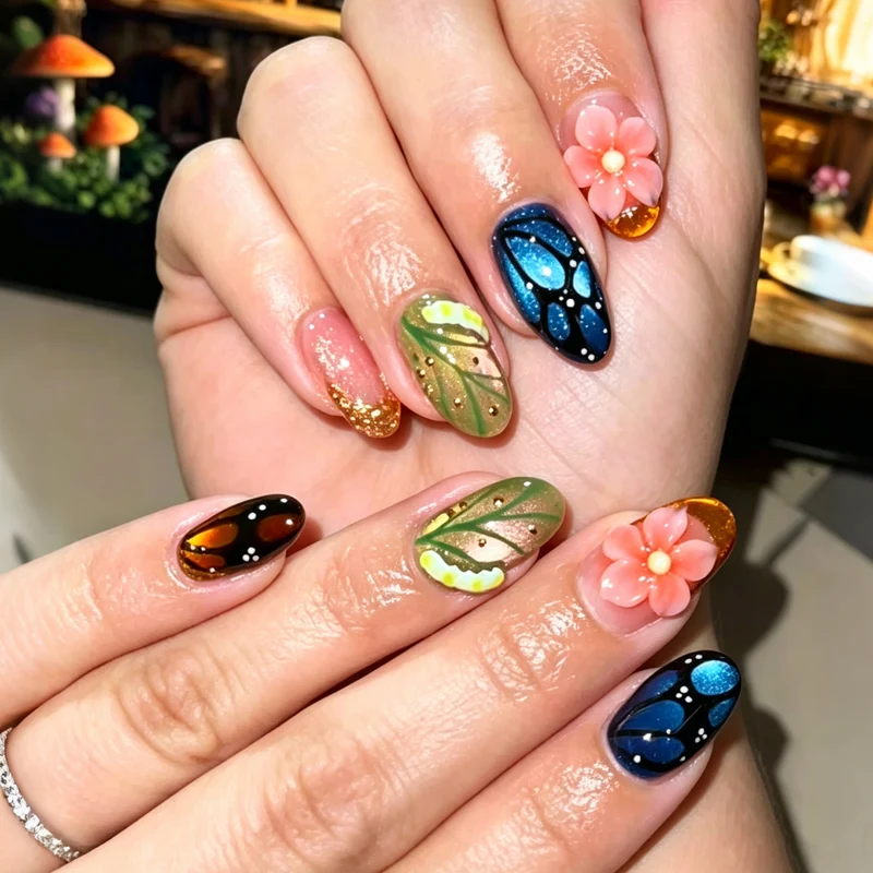 Künstlerisches gemischtes Design Press-On Nagelset