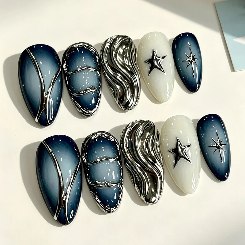 Künstlerisches Gel Press-On Nageldesign