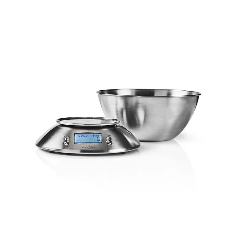Digitale Küchenwaage aus Edelstahl bis 5 kg.