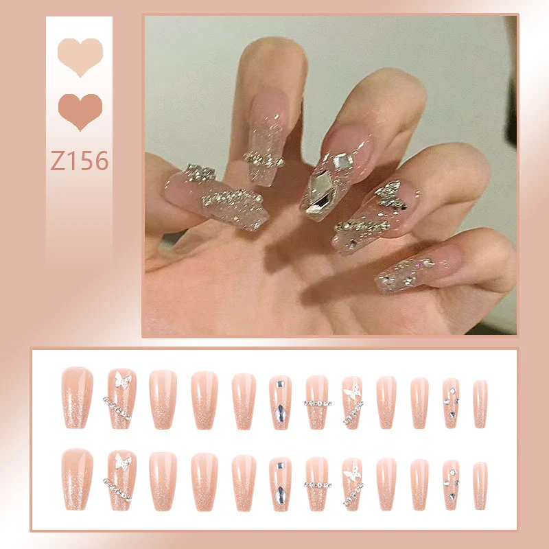 Rhinestone- und Glitter-Press-On-Nagelspitzen