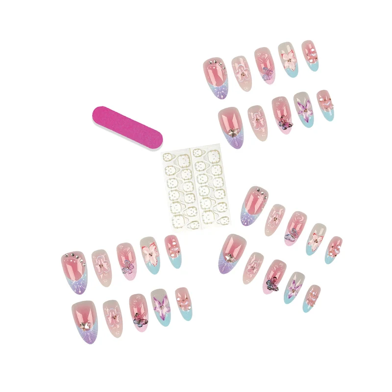 Floral Acryl Press-On Nagelkunst Set