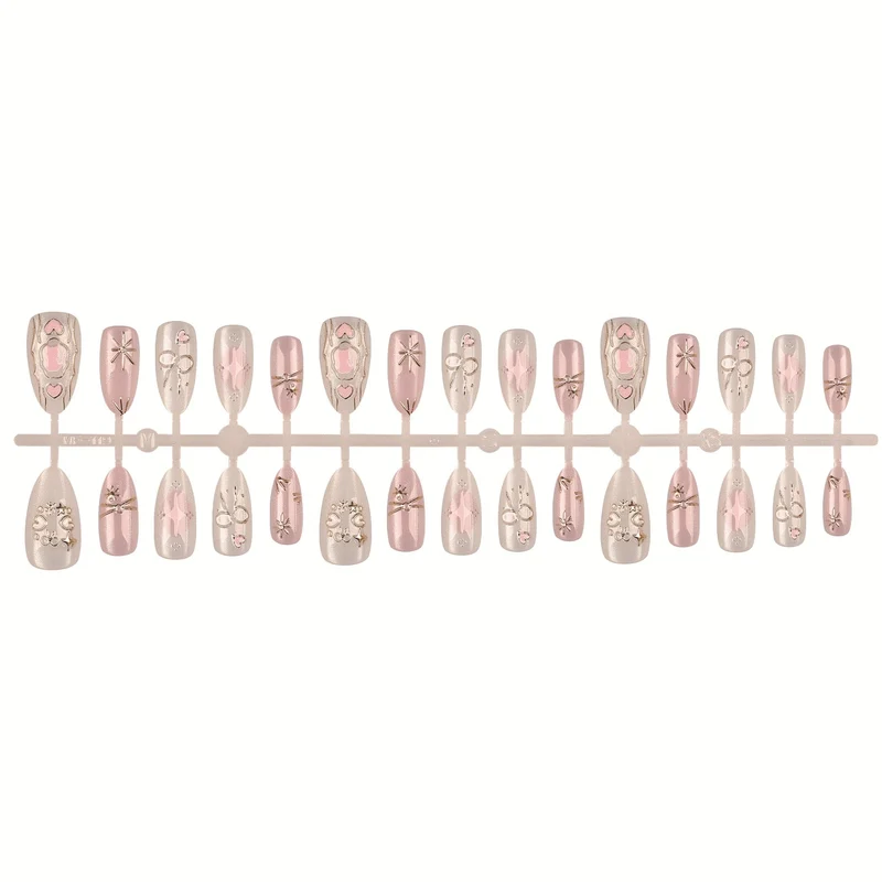 Elegantes Press-On-Nagelset mit dekorativen Akzenten