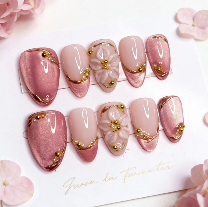 Elegantes Blumen Press-On-Nägel Set