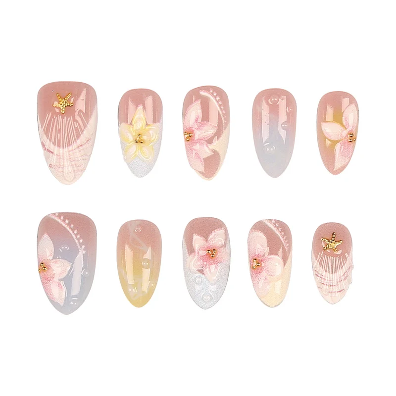 Dekorative Florale Press-On Nagelkollektion