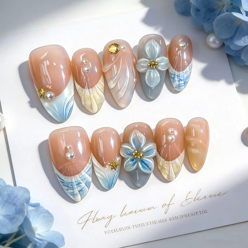 Dekoratives florales Press-On Nagelkunst Set