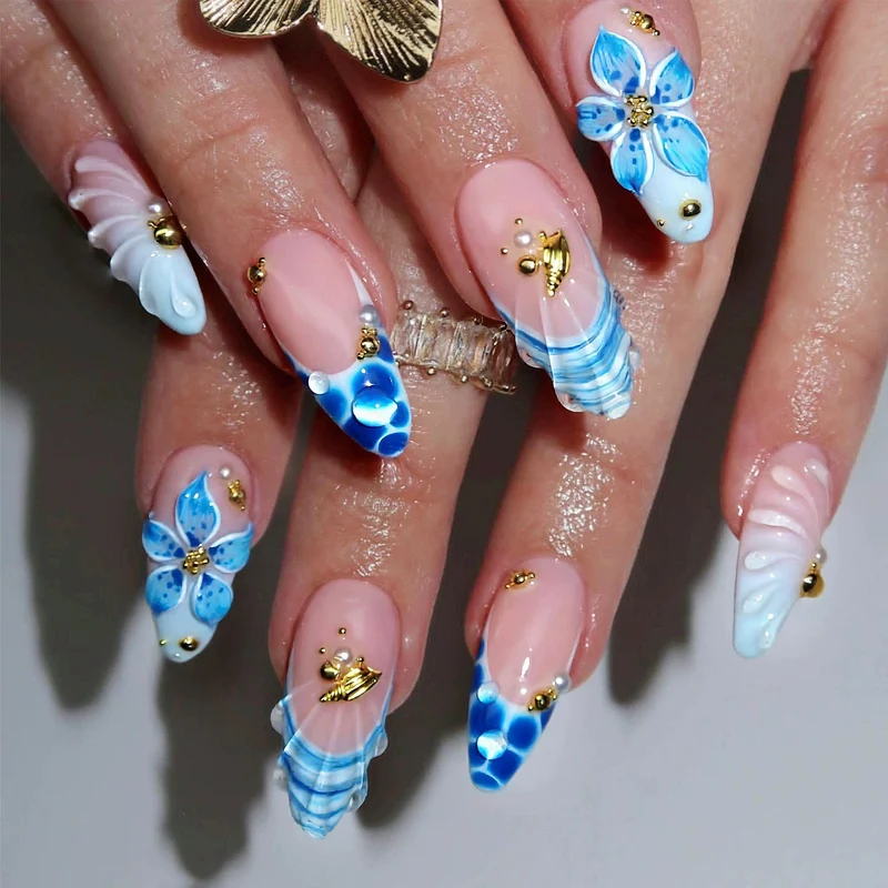 Dekorativer Acryl Press-On Nagelkunst Set