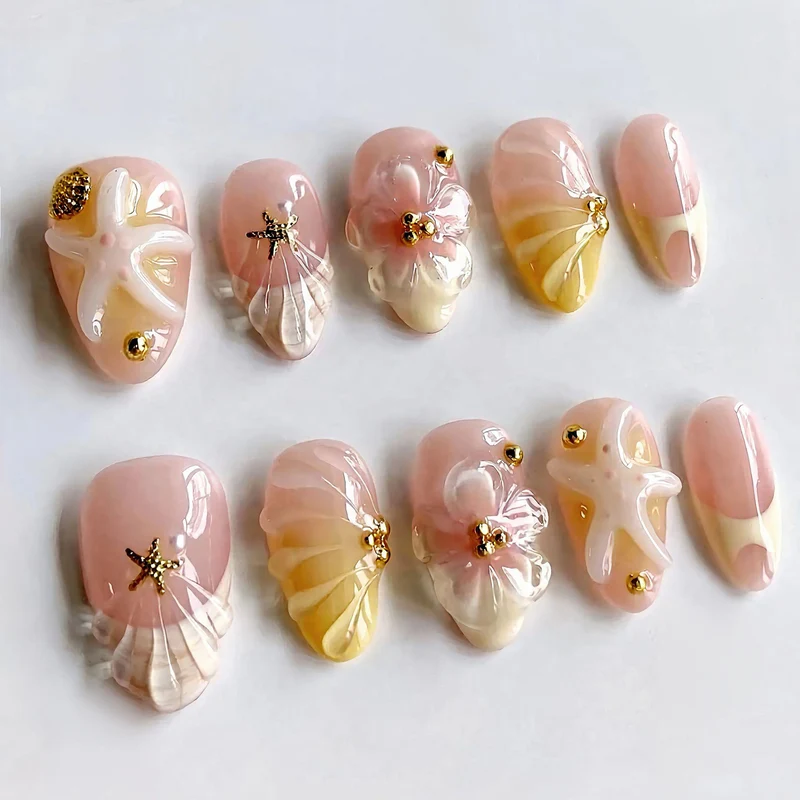 Küsteninspiriertes Press-On Nail Set