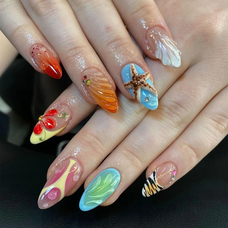Künstlerische Press-On-Nagelspitzen-Set mit Kleber und Feile