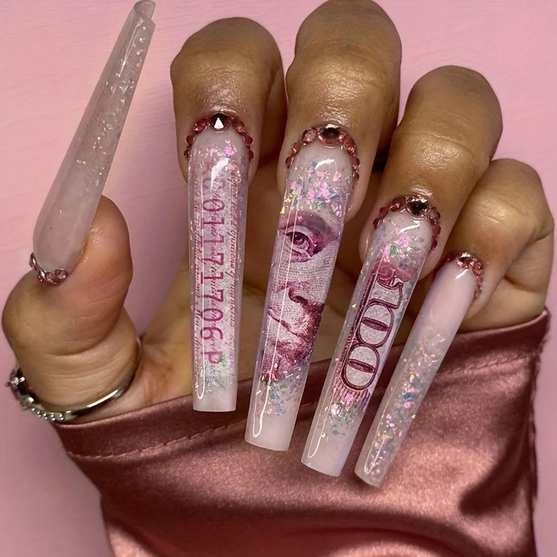 Dekoratives Glitzer-Press-On-Nagelset
