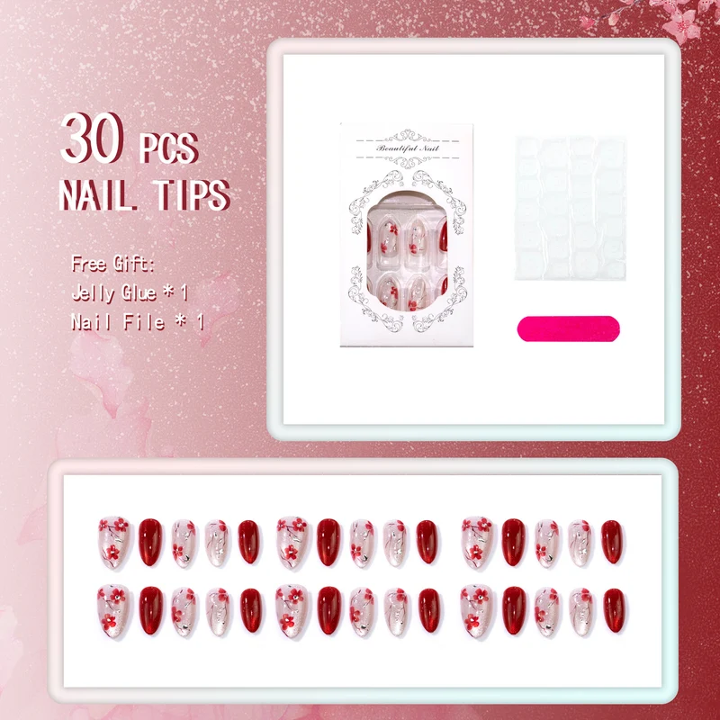 Dekoratives Floral Press-On Nagelset