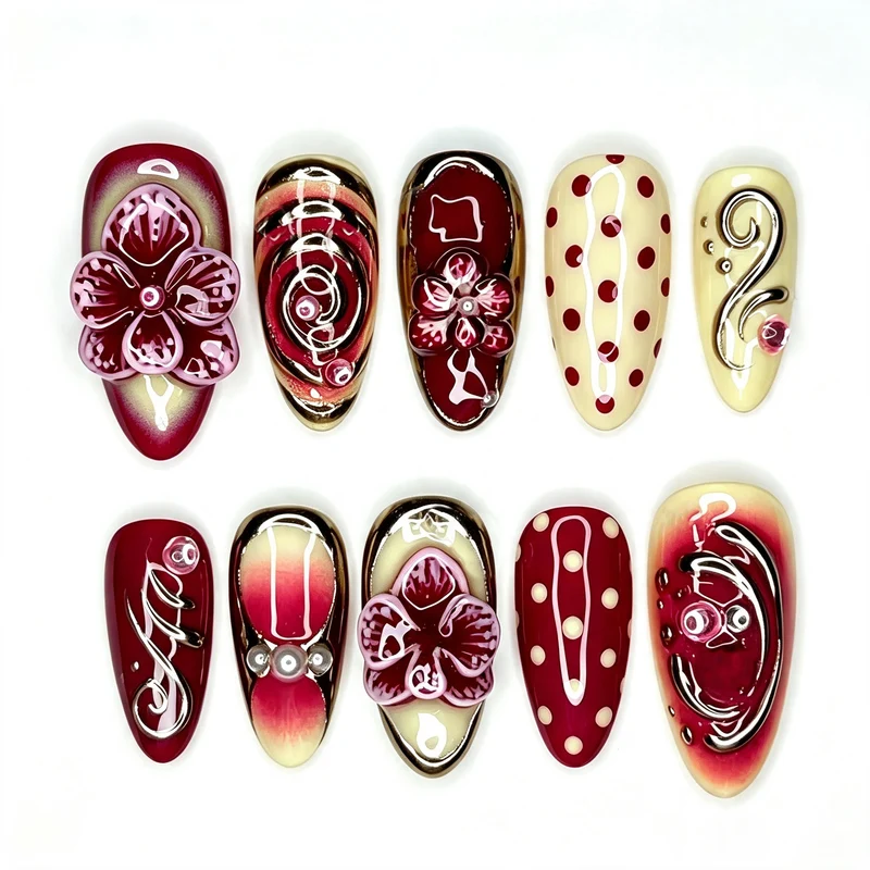 Dekoratives Floral Press-On Nagelkunstset