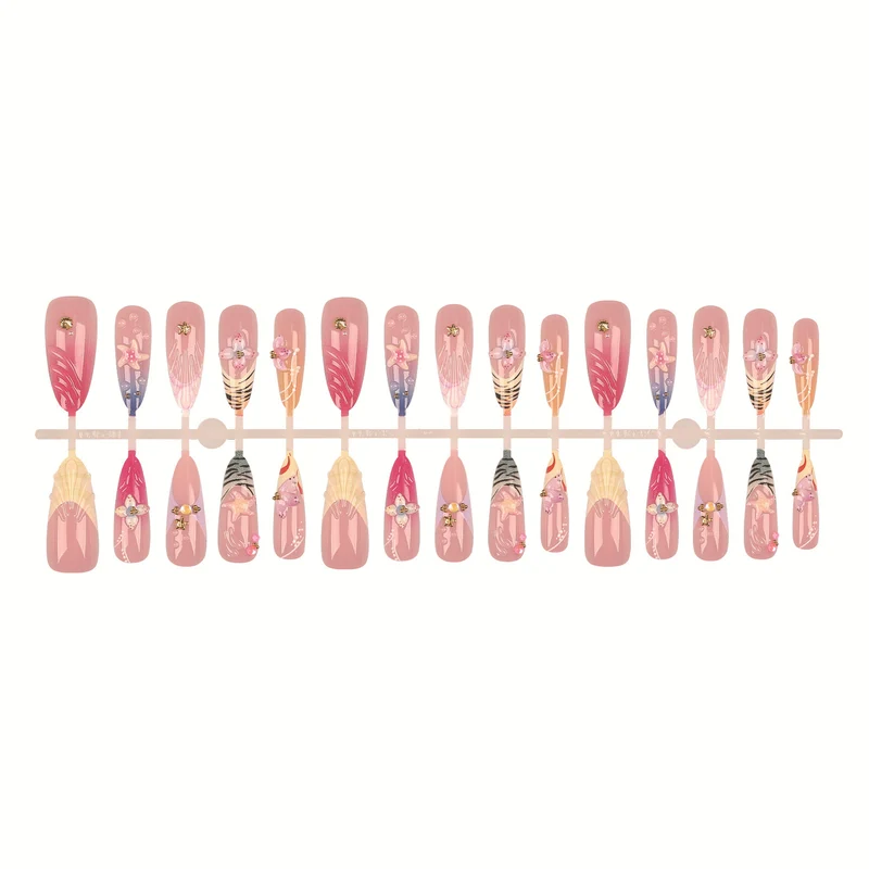 Künstlerisches Floral Press-On Nagelset