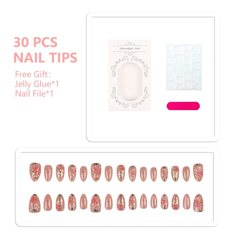 Künstlerisches Floral Press-On Nagelset