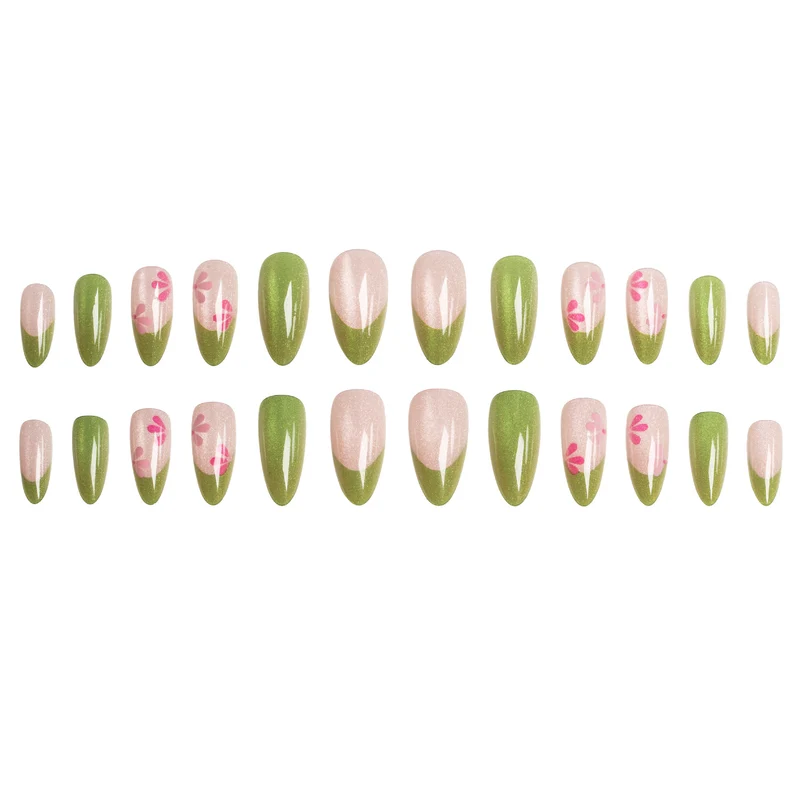 Künstlerisches Floral Druck-auf-Nageldesign