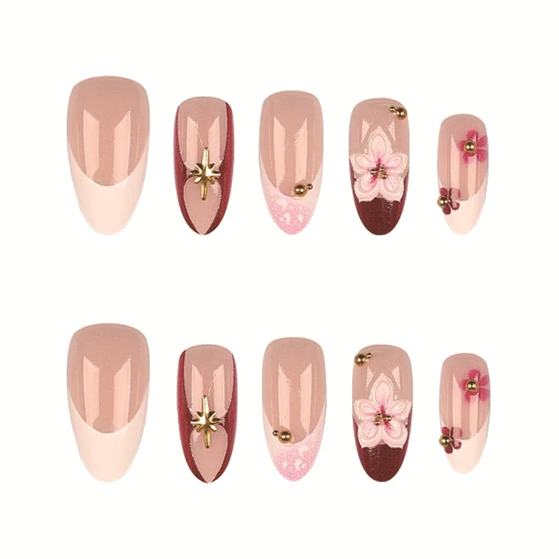 Künstlerisches florales Design Press-On-Nagelset