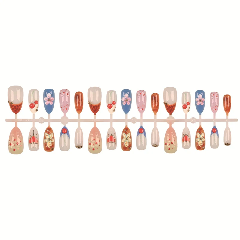 Künstlerisches florales Design Press-On-Nagelset