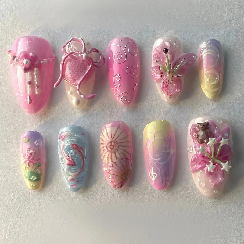 Artisanale Druck-Nagelspitzen Set