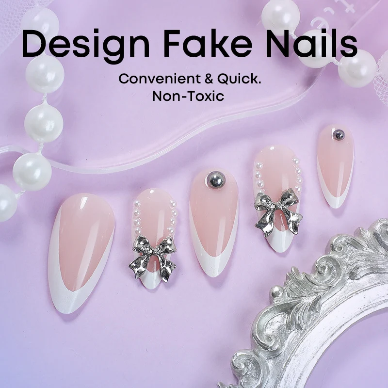Elegante 3D veredelte Press-On Nagelset