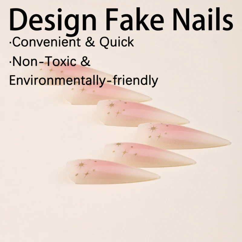 Dekoratives Press-On Nagelkunstset mit Glitterakzenten