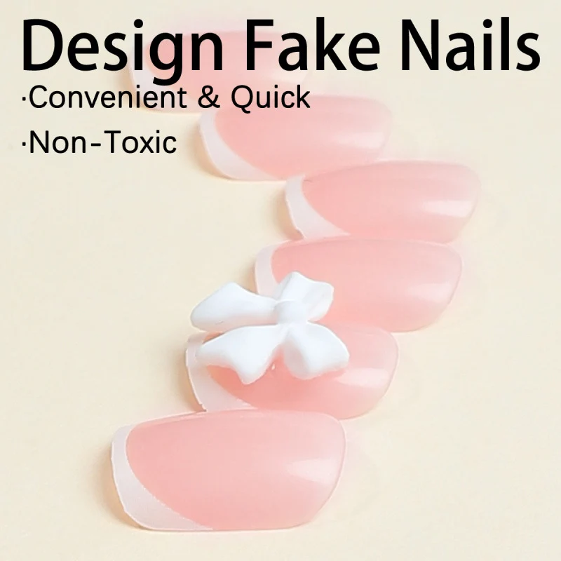 Künstlerisches Lange Press-On Nagelset mit abstraktem Design