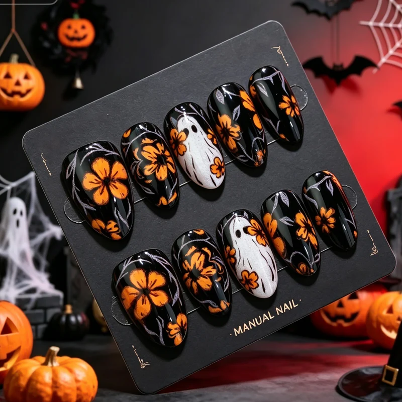Künstlerisch Halloween-Themen Press-On Nägel