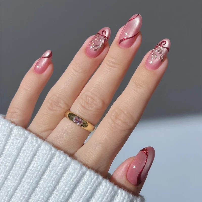 Künstlerisches Glitter-Akzent Press-On Nagelset