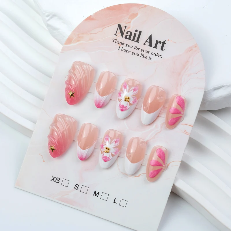 Künstlerisches Floral Press-On Nagelset 1790738582