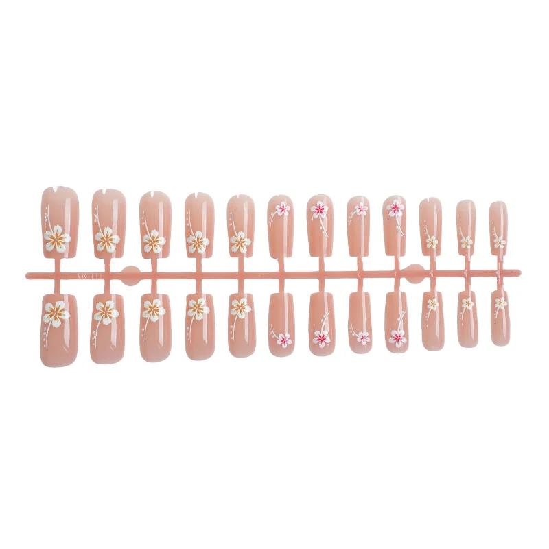 Künstlerisches Blumendruck-Press-On-Nagelkunstset